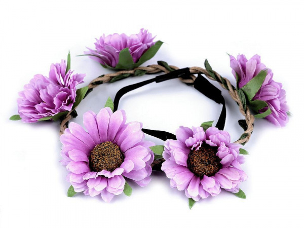 Pružná čelenka do vlasů s květy