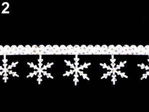 Saténový prýmek šíře 25 mm vločky s glitry