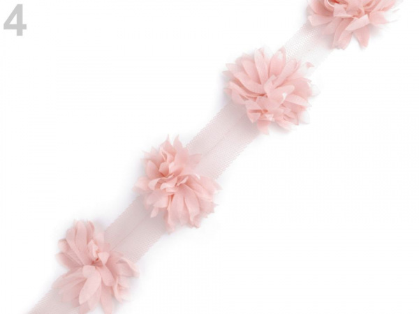 Prýmek květ na tylu šíře 60 mm