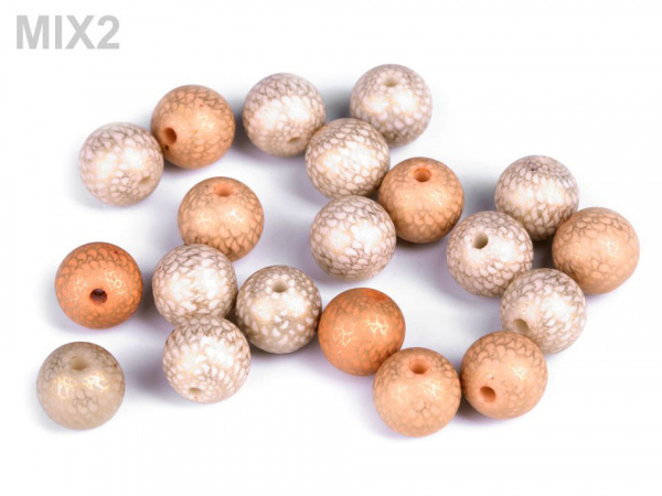 Dekorační plastové korálky Ø10 mm se zlatým potiskem