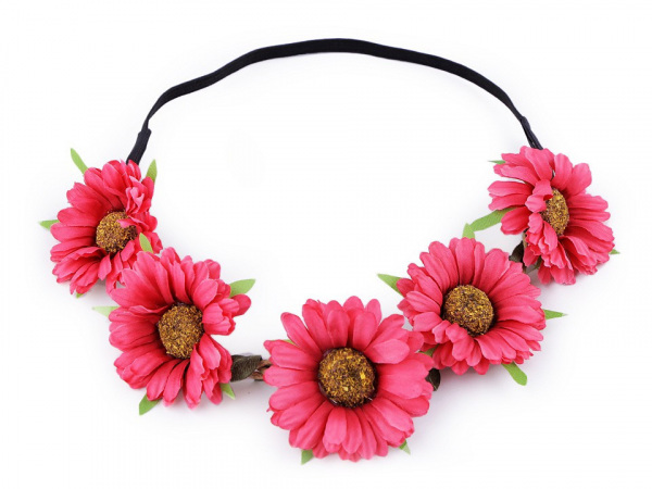 Pružná čelenka do vlasů s květy