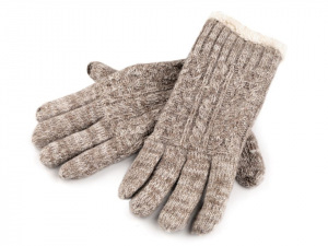 Dámské rukavice pletené s lurexem a kožíškem