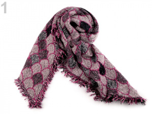 Šála zimní se střapci 63x190 cm