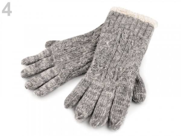 Dámské rukavice pletené s lurexem a kožíškem