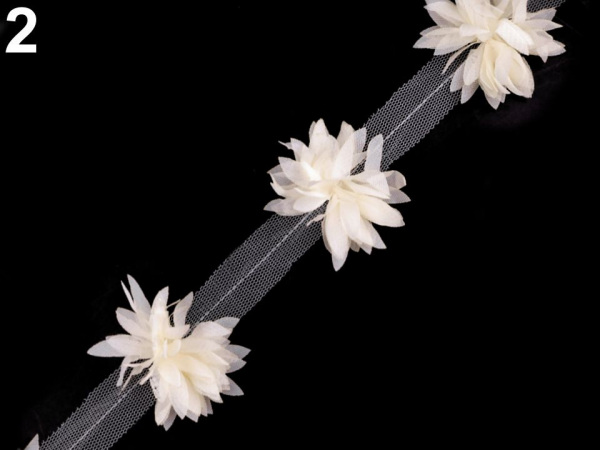 Prýmek květ na tylu šíře 60 mm