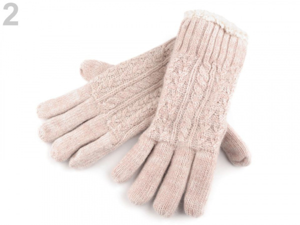 Dámské rukavice pletené s lurexem a kožíškem