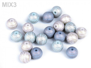 Dekorační plastové korálky Ø10 mm se zlatým potiskem