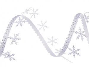 Saténový prýmek šíře 25 mm vločky s glitry