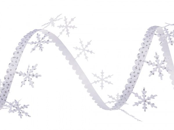 Saténový prýmek šíře 25 mm vločky s glitry