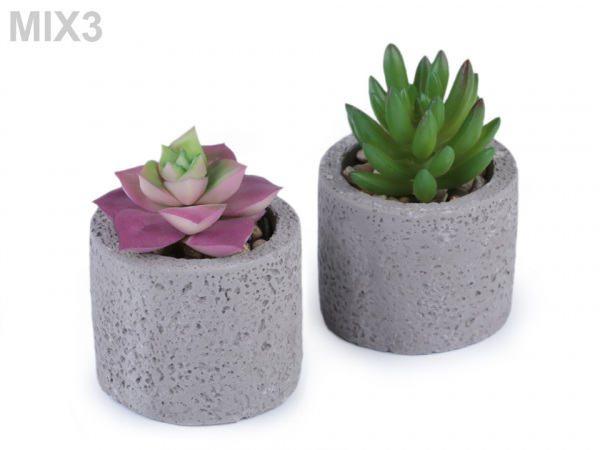 Umělý sukulent / kaktus v betonovém květináči