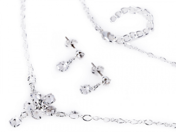 Náhrdelník a náušnice s broušenými kamínky - jablonecká bižuterie