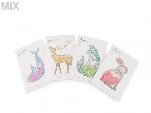 Deníček / zápisník linkovaný A6 liška, jelen, zajíc, velryba Languo