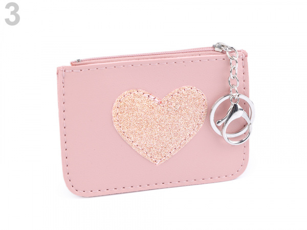 Peněženka / klíčenka s glitrovým srdcem 9x12 cm