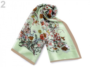 Saténová šála s lučními květy 90x180 cm