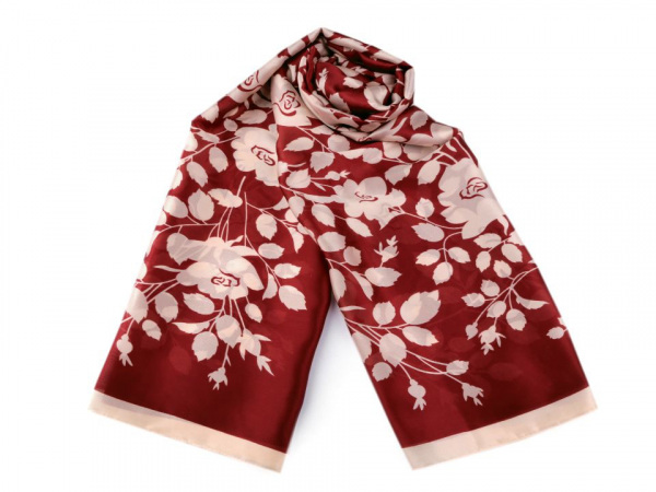 Saténová šála šípková růže 90x180 cm