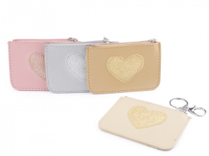 Peněženka / klíčenka s glitrovým srdcem 9x12 cm