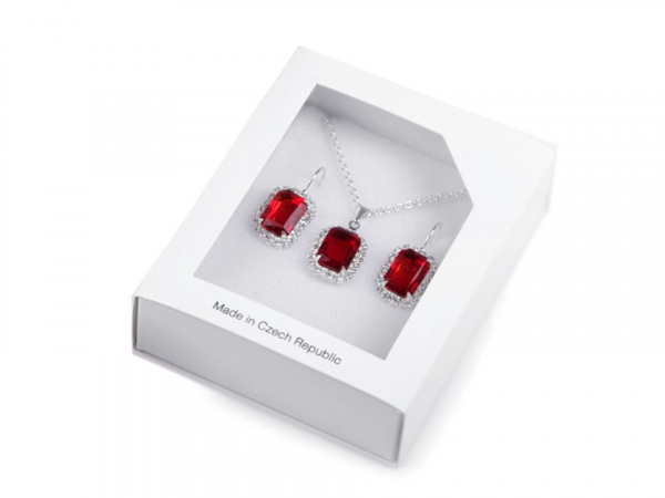 Náhrdelník a náušnice s broušenými kamínky - jablonecká bižuterie