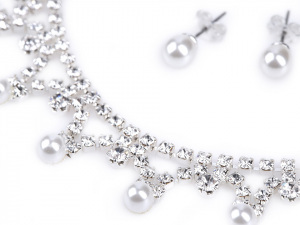 Štrasová souprava s perlami - jablonecká bižuterie