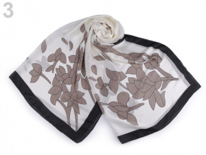 Saténová šála s květy 90x180 cm