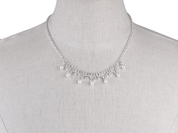 Štrasová souprava s perlami - jablonecká bižuterie