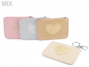 Peněženka / klíčenka s glitrovým srdcem 9x12 cm