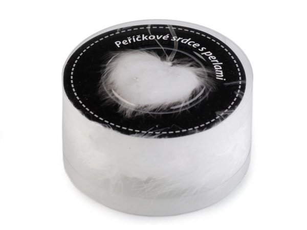 Vánoční / svatební peříčkové srdce s perlami 2. jakost