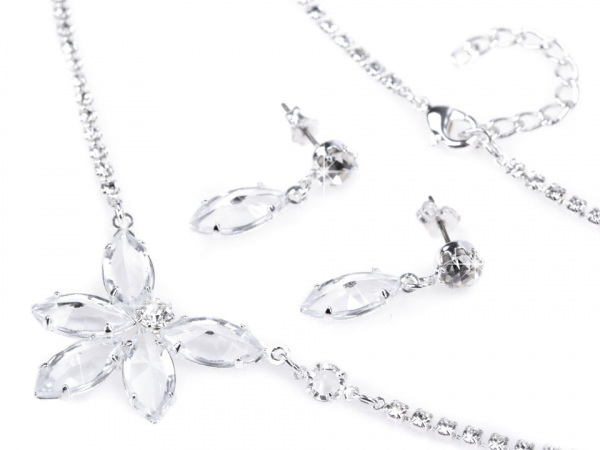 Náhrdelník a náušnice s broušenými kameny - jablonecká bižuterie