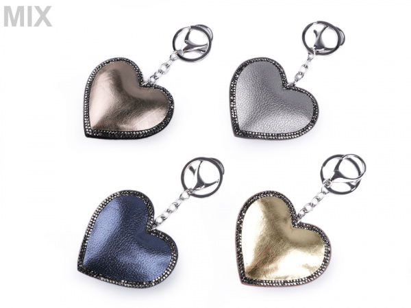 Přívěsek na kabelku / klíče srdce metalické