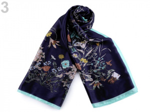 Saténová šála s lučními květy 90x180 cm