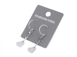 Náušnice z nerezové oceli srdce s broušeným kamínkem