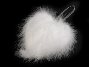 Vánoční / svatební peříčkové srdce s perlami 2. jakost