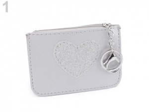Peněženka / klíčenka s glitrovým srdcem 9x12 cm