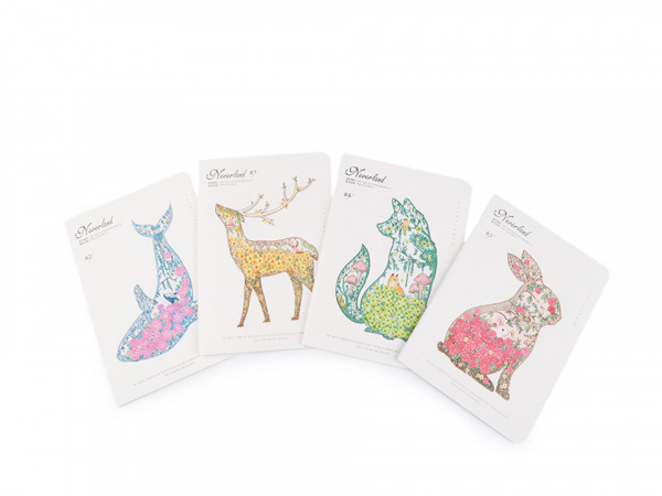 Deníček / zápisník linkovaný A6 liška, jelen, zajíc, velryba Languo