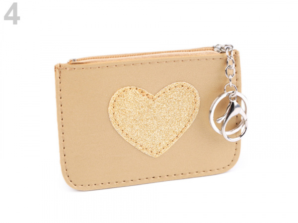 Peněženka / klíčenka s glitrovým srdcem 9x12 cm