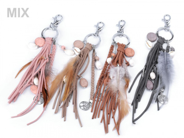 Přívěsek na kabelku / klíče - pírko, strom života