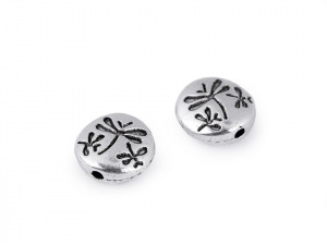 Kovový korálek / placka vážka Ø11 mm