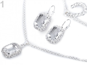 Náhrdelník a náušnice s broušenými kamínky - jablonecká bižuterie