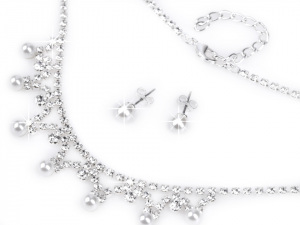 Štrasová souprava s perlami - jablonecká bižuterie