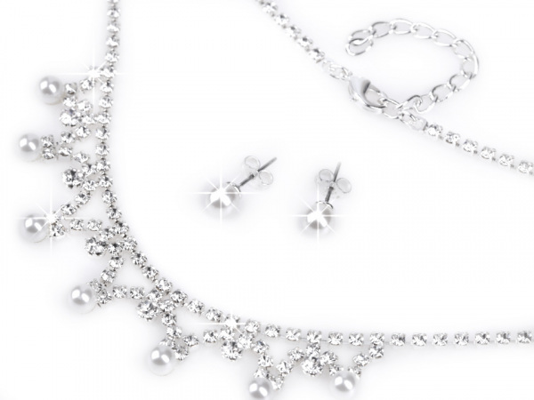 Štrasová souprava s perlami - jablonecká bižuterie