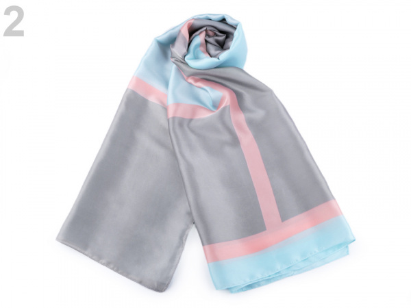 Saténová šála geometrické tvary 90x180 cm