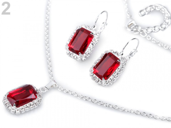 Náhrdelník a náušnice s broušenými kamínky - jablonecká bižuterie