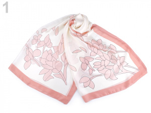 Saténová šála s květy 90x180 cm