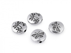 Kovový korálek / placka vážka Ø11 mm