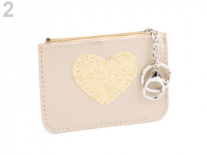 Peněženka / klíčenka s glitrovým srdcem 9x12 cm