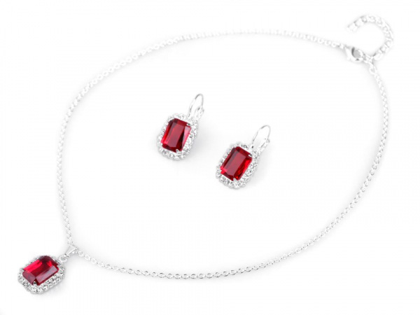 Náhrdelník a náušnice s broušenými kamínky - jablonecká bižuterie