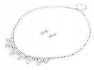 Štrasová souprava s perlami - jablonecká bižuterie