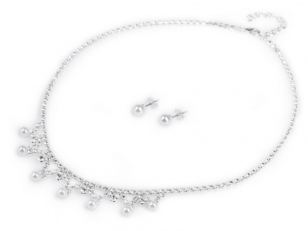 Štrasová souprava s perlami - jablonecká bižuterie