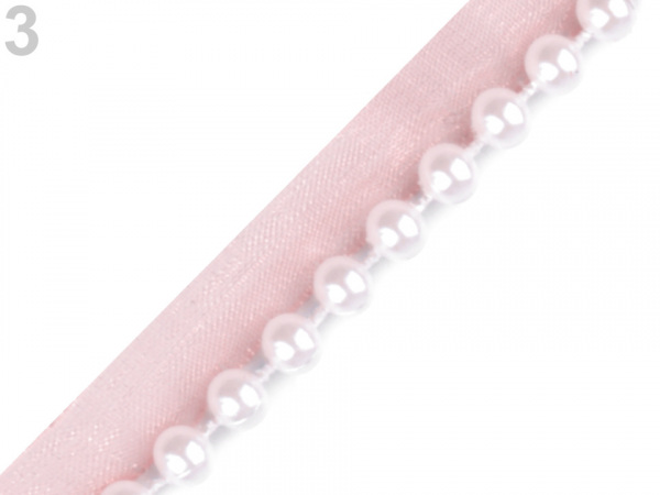 Polyesterový prýmek / paspulka s perlami šíře 10 mm