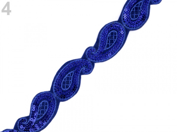 Flitrový prýmek šíře 30 mm nažehlovací, paisley