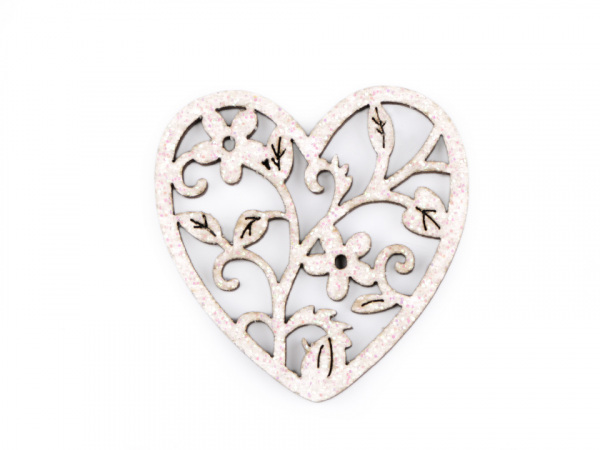 Dřevěné srdce s glitry